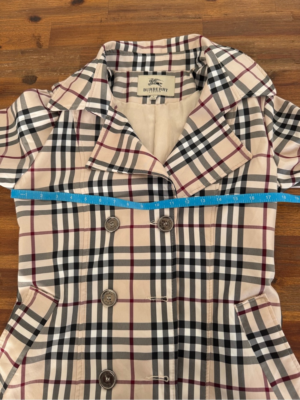 Burberry London Girls Nova Check Plaid Double-Breasted Trench Coat - Picture 12 of 16